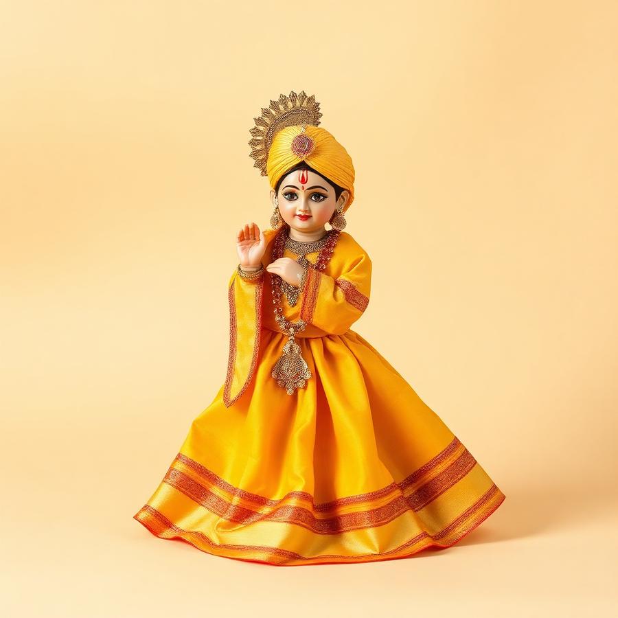 Festive Yellow Poshak with Jewellery