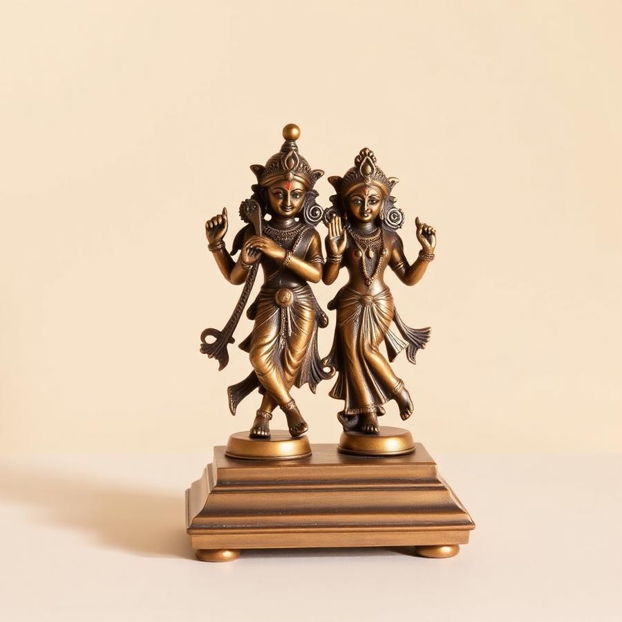 Brass Radha Krishna Idol Pair